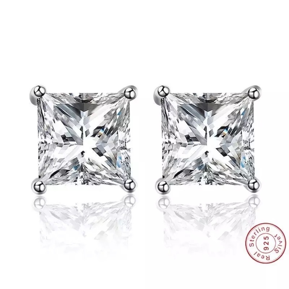 Gumbo Square Cut Simulated Diamond Earrings Studs